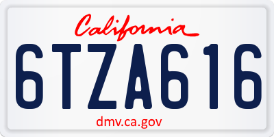 CA license plate 6TZA616