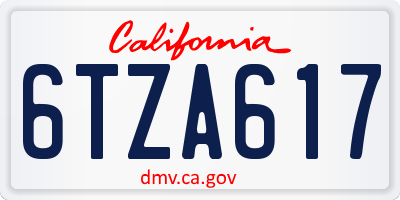 CA license plate 6TZA617