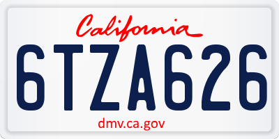 CA license plate 6TZA626