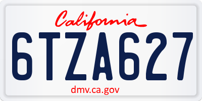 CA license plate 6TZA627