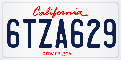 CA license plate 6TZA629