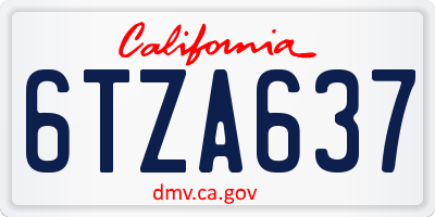 CA license plate 6TZA637