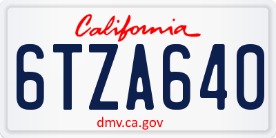 CA license plate 6TZA640