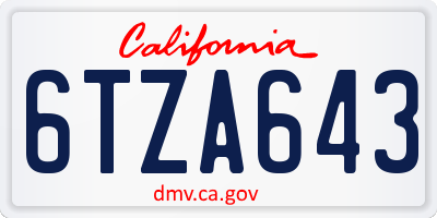 CA license plate 6TZA643
