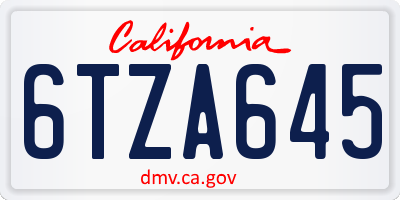 CA license plate 6TZA645