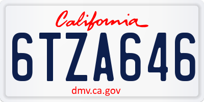 CA license plate 6TZA646