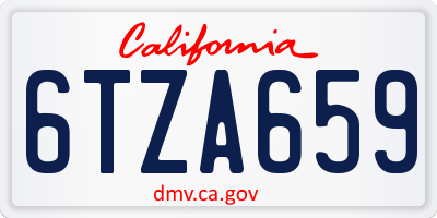 CA license plate 6TZA659