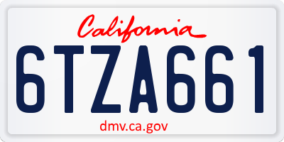 CA license plate 6TZA661
