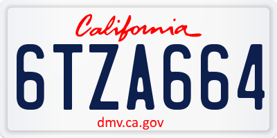 CA license plate 6TZA664