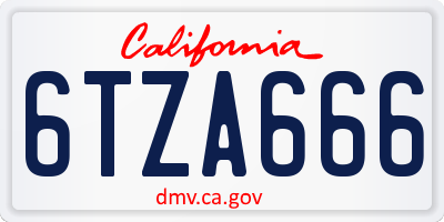 CA license plate 6TZA666