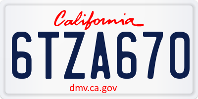 CA license plate 6TZA670