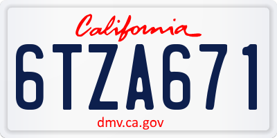 CA license plate 6TZA671