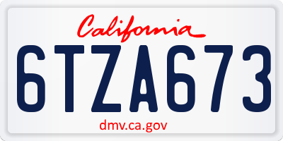 CA license plate 6TZA673