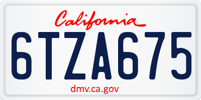 CA license plate 6TZA675