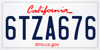 CA license plate 6TZA676
