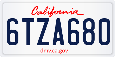 CA license plate 6TZA680