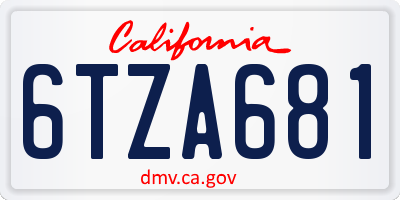 CA license plate 6TZA681