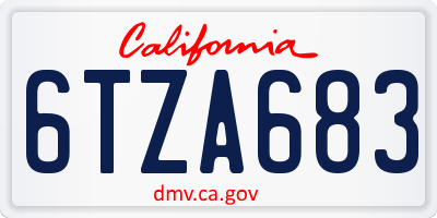 CA license plate 6TZA683