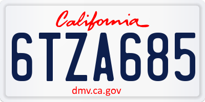 CA license plate 6TZA685