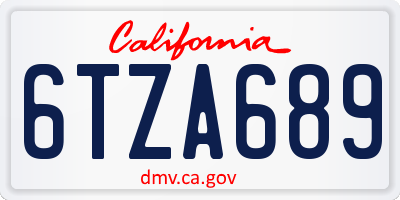 CA license plate 6TZA689