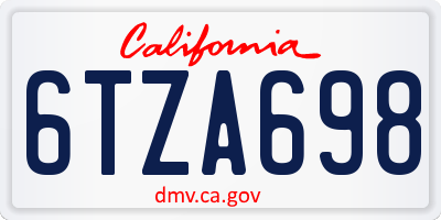 CA license plate 6TZA698