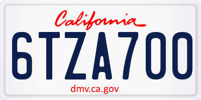 CA license plate 6TZA700
