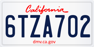 CA license plate 6TZA702