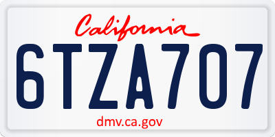 CA license plate 6TZA707