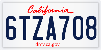 CA license plate 6TZA708