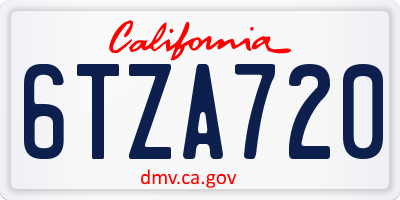 CA license plate 6TZA720