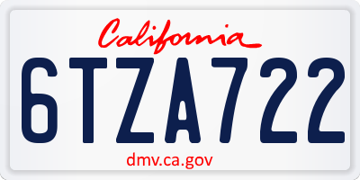 CA license plate 6TZA722