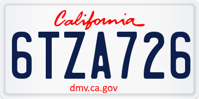 CA license plate 6TZA726