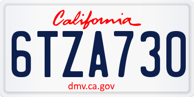 CA license plate 6TZA730