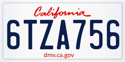 CA license plate 6TZA756