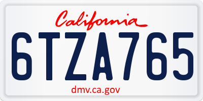 CA license plate 6TZA765