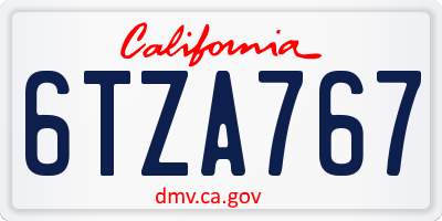 CA license plate 6TZA767