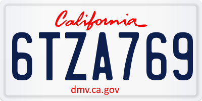 CA license plate 6TZA769