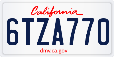 CA license plate 6TZA770
