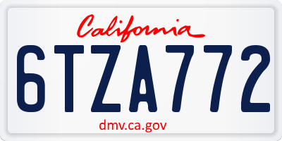 CA license plate 6TZA772