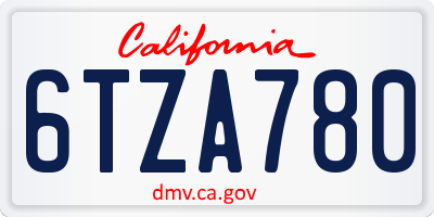 CA license plate 6TZA780