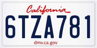 CA license plate 6TZA781