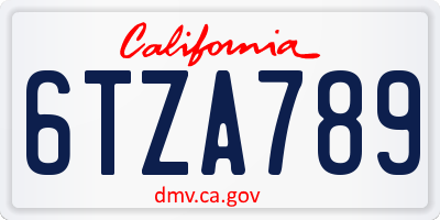 CA license plate 6TZA789