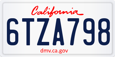 CA license plate 6TZA798