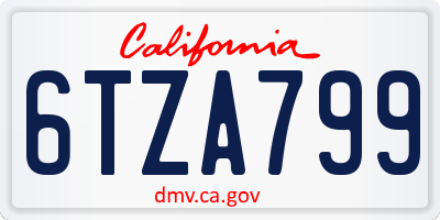 CA license plate 6TZA799