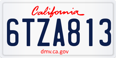 CA license plate 6TZA813