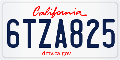 CA license plate 6TZA825