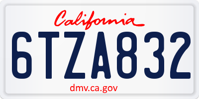 CA license plate 6TZA832