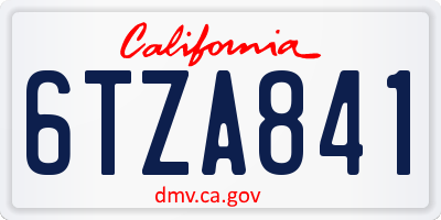 CA license plate 6TZA841
