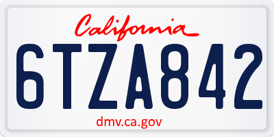 CA license plate 6TZA842