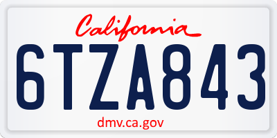 CA license plate 6TZA843